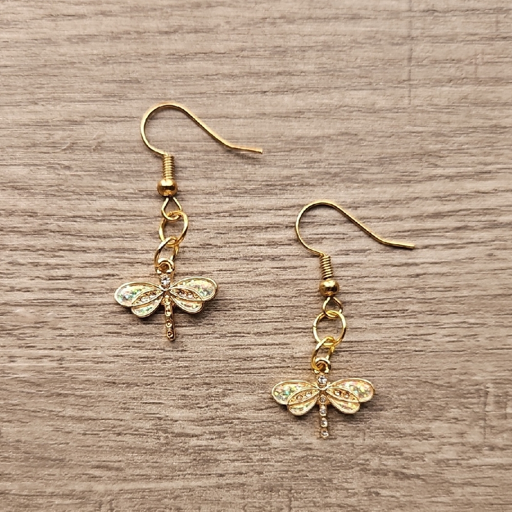 Gold Dragonfly Earrings